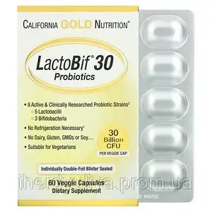 Пробіотики, California Gold Nutrition, LactoBif, 30 млрд КУО