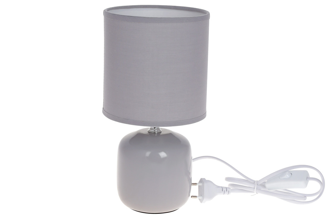 Лампа наст. 27см на керам. основі з тканинним абажуром, світло-сірий №242-185/Bonadi/ - фото 1 - id-p1480457916