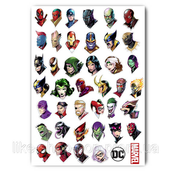 Стикеры Марвел Marvel DC ДиСи Комикс А3 Лист (stik_097) — Купить ...