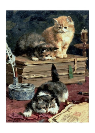 Открытка Kittens Playing by an Inkwell, фото 1