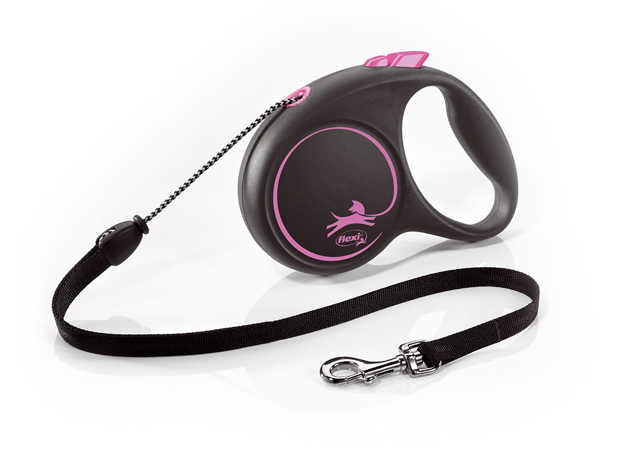 Повідець рулетка Black Design Flexi розмір M трос 5 м до 20 кг колір рожевий