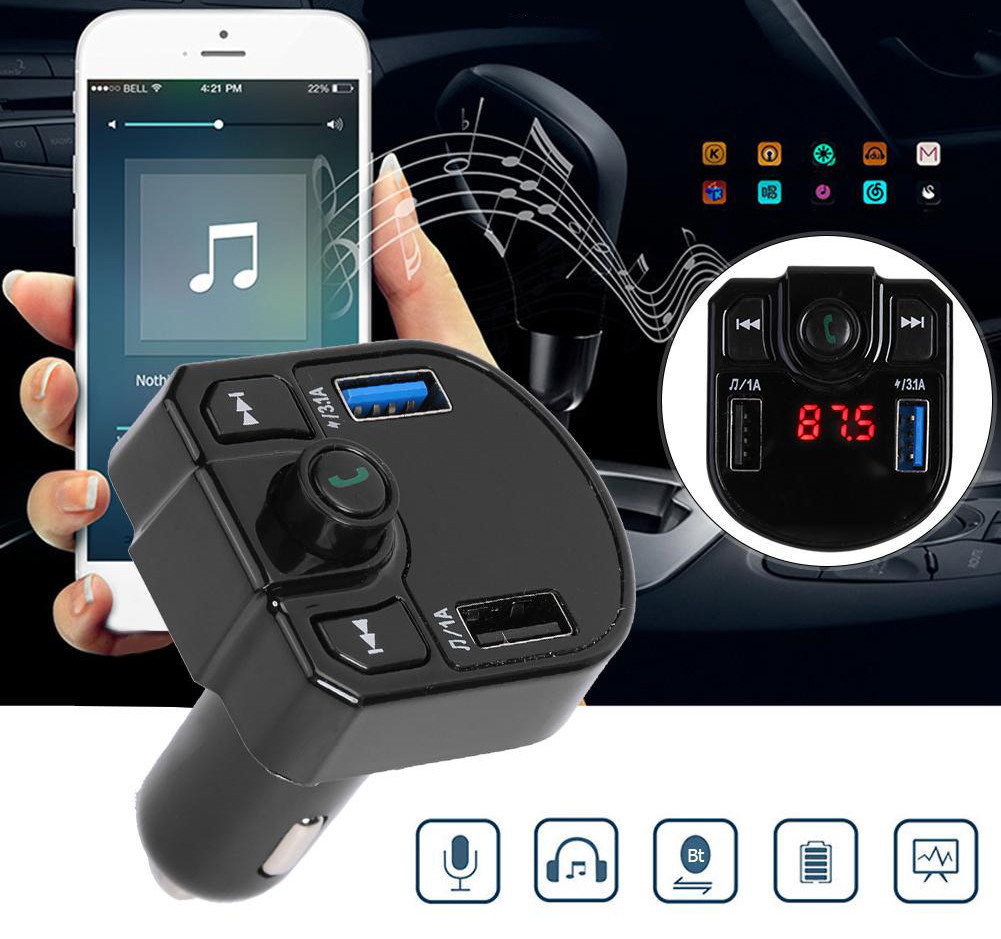 Трансмітер автомобільний (модулятор) M9 (FM, MP3, Bluetooth) Black (4695)
