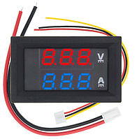Цифровой вольтметр амперметр постоянного тока 0-100 в 10А, измеритель напряжения светодиодный двойной экран