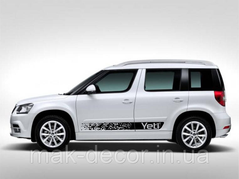 Вінілові наклейки на авто " Полоси Skoda Yeti " 14х162 см 2 шт