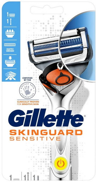 Станок для гоління Gillette Skinguard Power Sensitive + 1 касета + батарейка