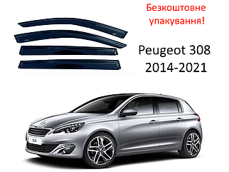 Дефлектори вікон на Peugeot 308 2014 -> HB (HIC). Вітровики на Peugeot 308 хітчбек