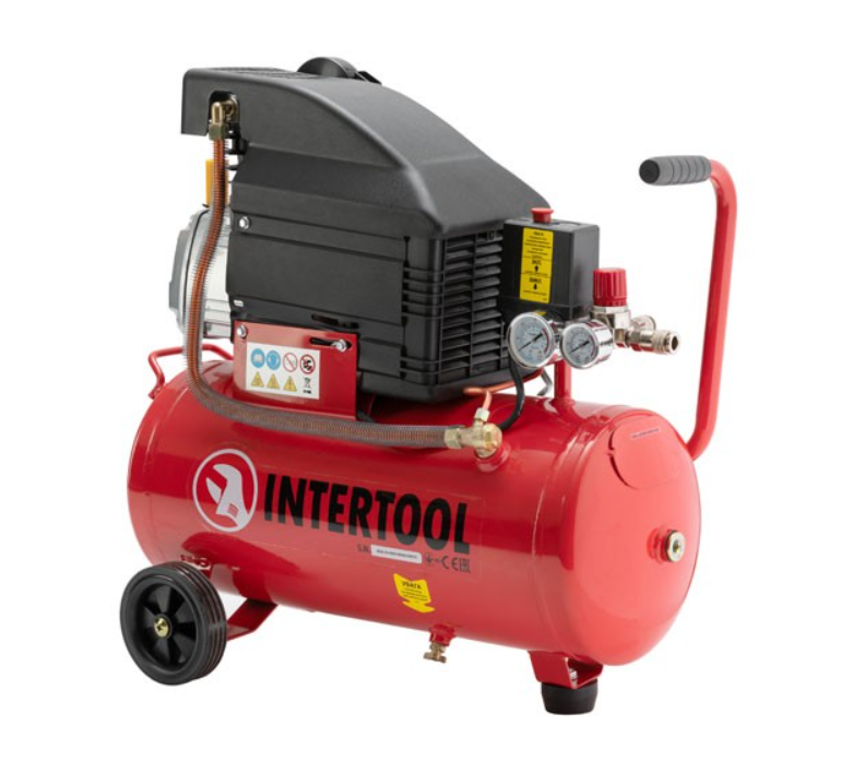 Компресор 24 л, 1500 Вт, 220 В, 8 атм, 206 л/хв. INTERTOOL