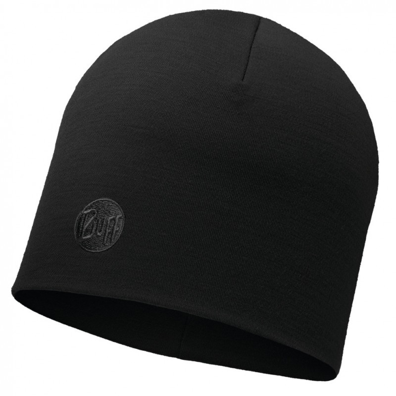 Шапка зима вовна BUFF Heavyweight Merino Wool Hat Solid black, фото 1