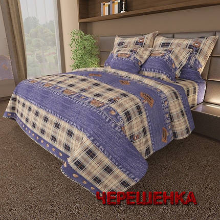 Тканина для постільної білизни Бязь "Gold" Lux GL7174 (50м) джинсова клітинка, фото 1