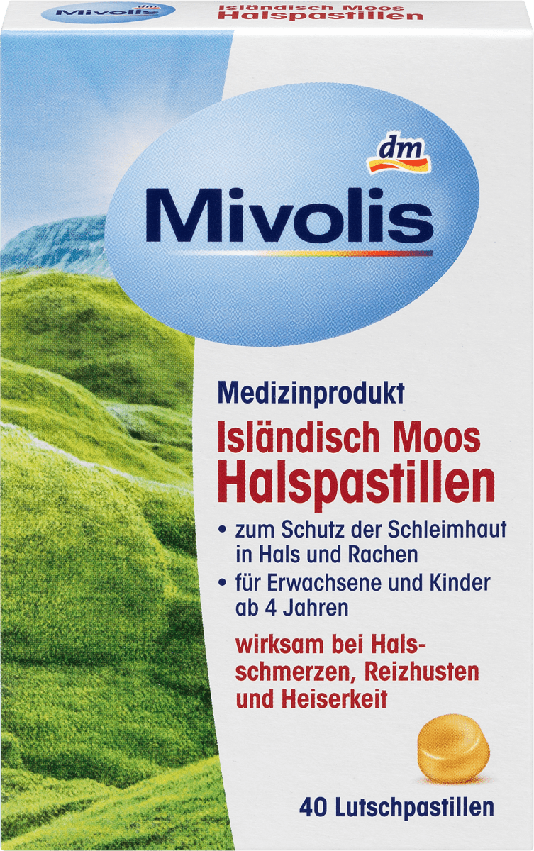 Льодяники від болю в горлі Mivolis Isländisch Moos, 40 шт.