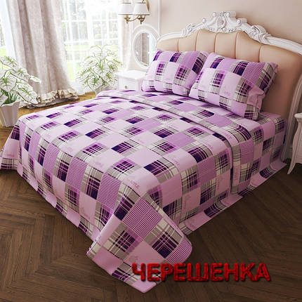Тканина для постільної білизни Бязь "Gold" Lux GL7284violet (50м) бузкова клітинка, фото 1