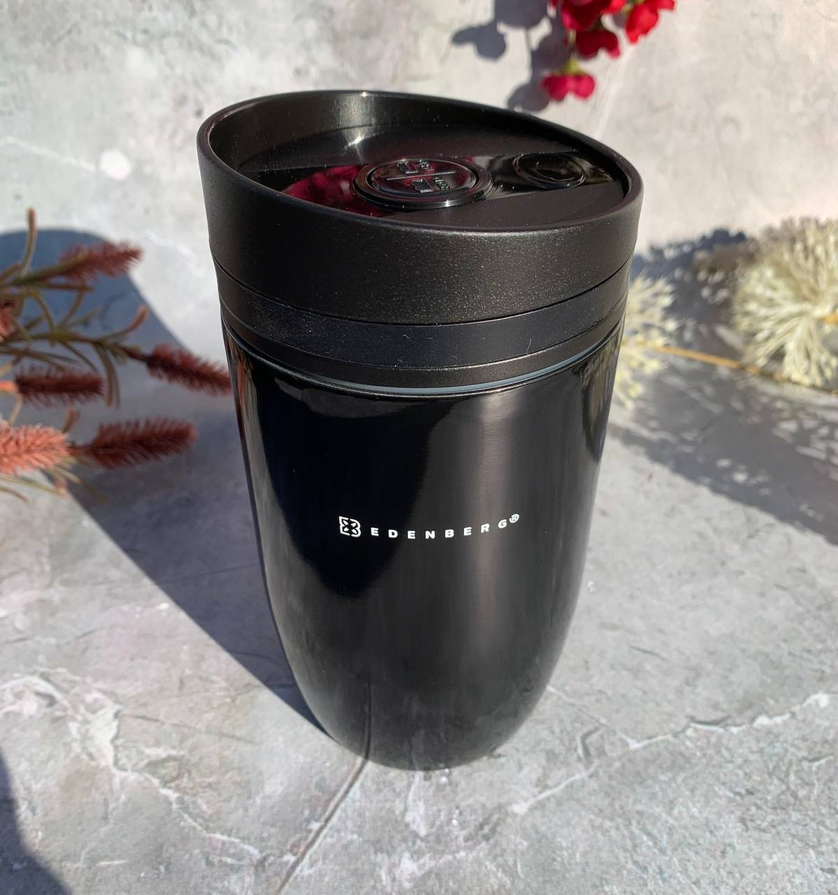 Термокухоль вакуумний із неіржавкої сталі 330 мл для кави та чаю Edenberg EB-641 Чорний, фото 1