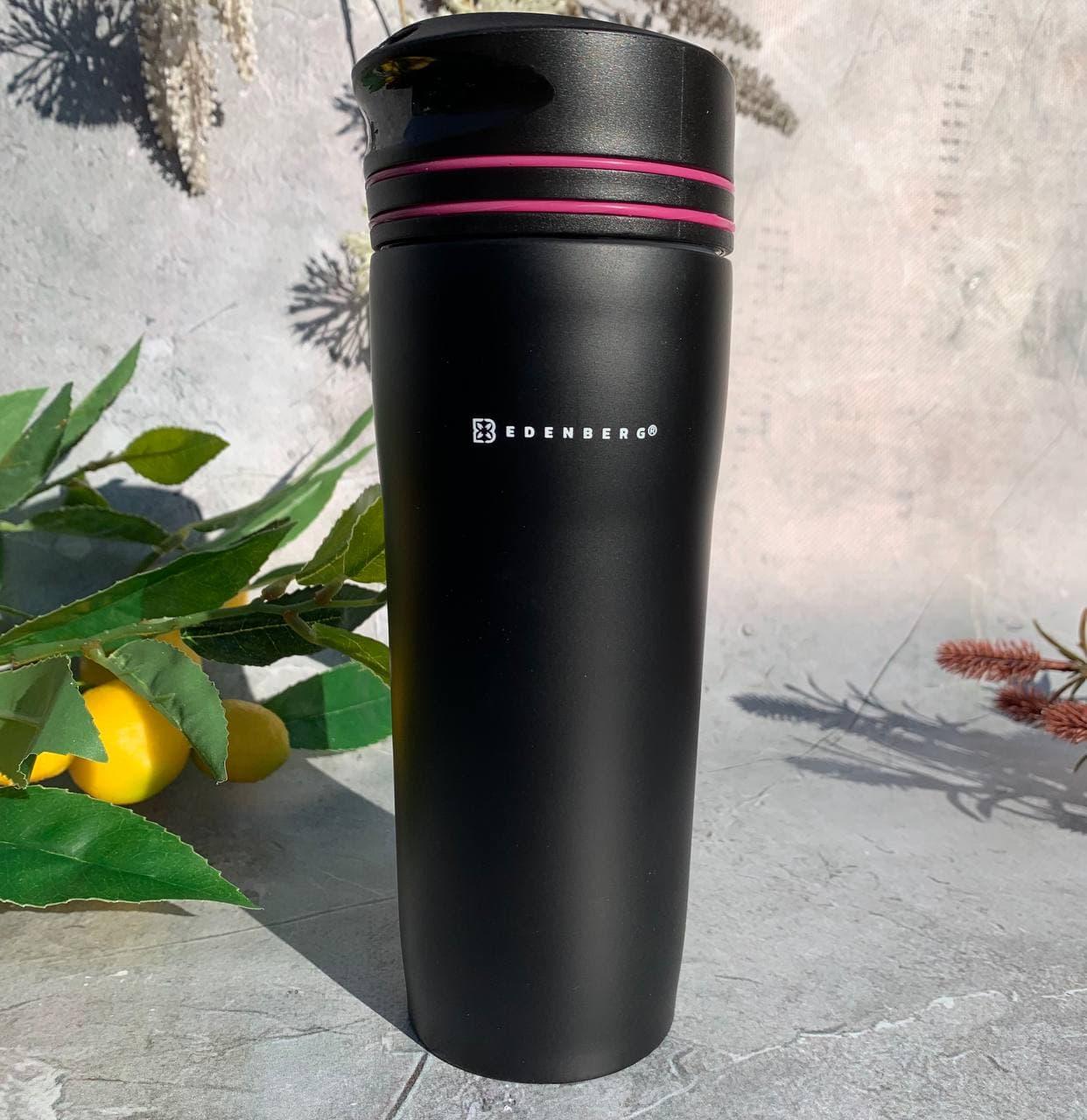 Термокухоль вакуумний із неіржавкої сталі 380 мл. для кави та чаю Edenberg EB-643 Рожевий, фото 1