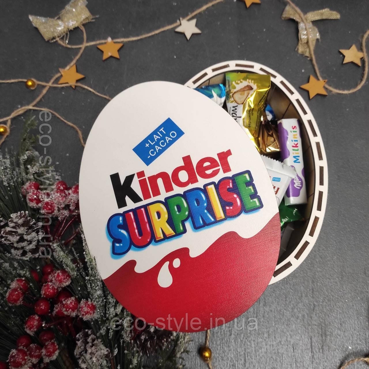 Подарункова коробка "Кіндер" 20 див. Бокс для цукерок на День народження! Коробочка як подарунок на 8 березня, фото 1