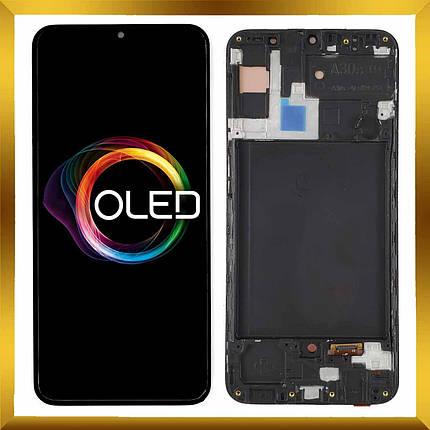 Дисплей Samsung A307 Galaxy A30s з сенсором Чорний Black у рамці OLED високої якості, фото 1