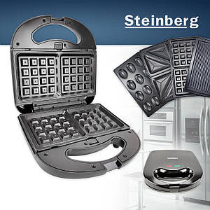 Вафельниця бутербродниця Steinberg GT-780 мультимейкер сэндвичница гриль 4в1 мультигриль зі змінними панелями