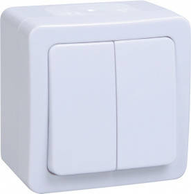 Вимикач 2-клавішний для відкритої установки ВС20-2-0-ГПБ IP54 ГЕРМЕС PLUS