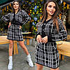 Костюм жіночий теплий в'язаний укорочена кофта на гудзиках і спідниця міні в клітку Kmk1377, фото 8