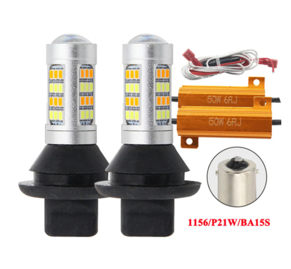 Автолампи LED ДХО з функцією повороту BA15S 180 1156