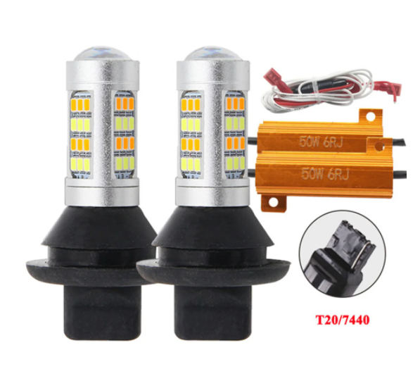 Автолампи LED ДХО з функцією повороту T20 7440