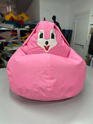 М'яке крісло мішок "Груша" з вухами для дітей 120 см тканина Оксфорд рожевого кольору