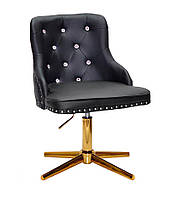 Стілець Olimp SV GD-Modern Base чорний шкірозамінник зі стразами Swarovski, золота хрестовина на стопах, фото 6