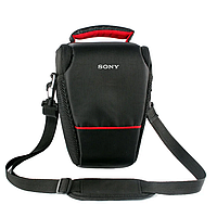 Сумка для фотоаппарата треугольная Sony α Сони , противоударный чехол Сони. Черный с красным ( код: F061BRO )