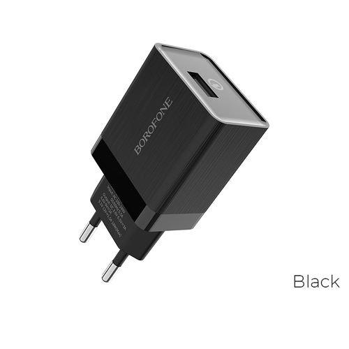Мережевий зарядний пристрій Borofone BA17A 1 USB 18W/3A Quick Charge 3.0 чорний