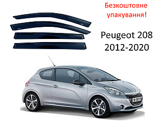 Дефлектори вікон на Peugeot 208 2012-2020 HB 5-дверний (HIC). Вітровики на Peugeot 208 хітчбек