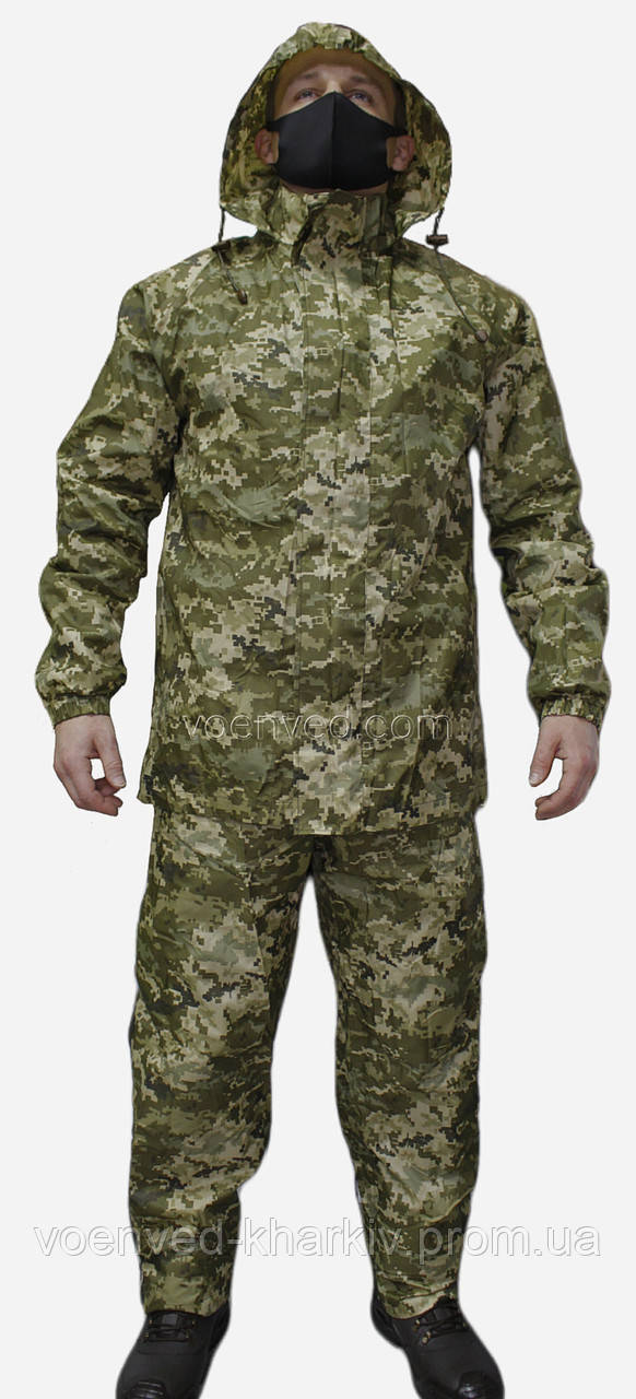 Костюм дощовик вітро-вологозахисний КВВЗ ЗСУ ММ-14 піксель з чохлом, фото 1