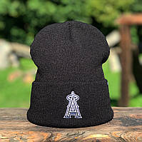 Оригинальная зимняя черная шапка 47 brand Los Angeles Angels Haymaker MLB Beanie Knit H-HYMKR04ACE-