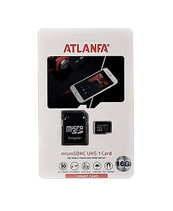 Карта пам'яті microSD Atlanfa 16 Гб з адаптером