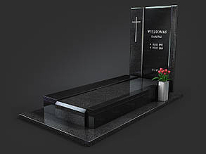 Європейський пам’ятник на могилу із чорного каменю габро-рахни 1000*2000