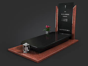 Європейський пам’ятник із червоного граніту на могилу "Європейське диво" 1000*2000