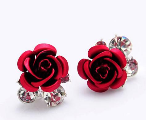 Сережки "Stones&Rose red"
