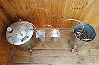 Дистиллятор Медный Под Непроточную воду с двойным разборным сухопарником и баком - Премиум 4-44М - литров