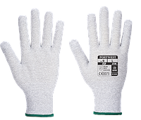 Антистатические перчатки с микроточками Portwest A196 Серый/Белый, L Перчатки антистатические ESD