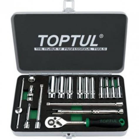 Набор инструмента Toptul GCAD1813 (18 предметов дюймового 3/16"-9/16" (длинные головки)), фото 2