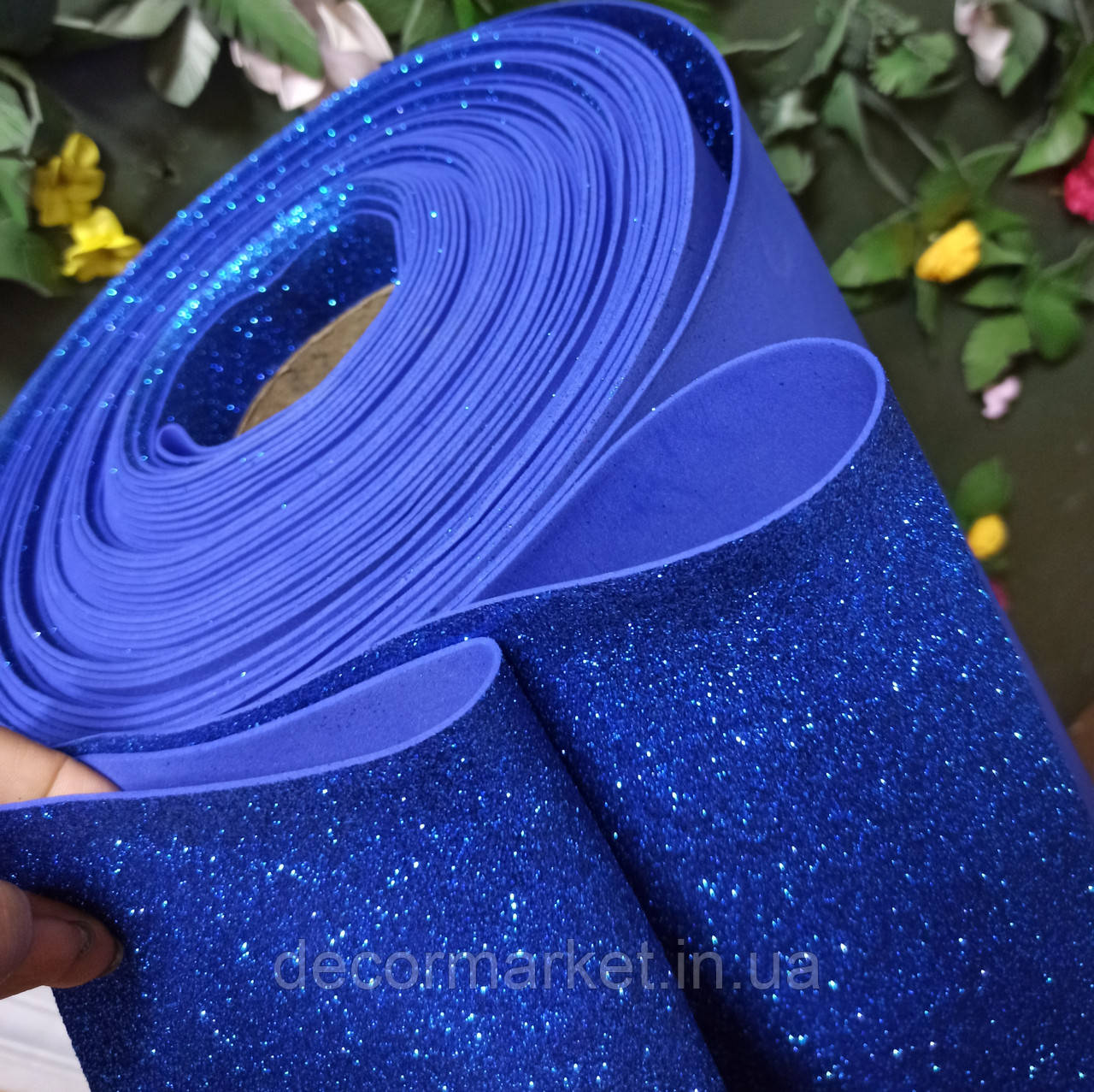 Фоміран глітерний синій 2 мм рулонний, фото 1