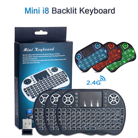 Беспроводная клавиатура Mini Keyboard backlit безпровідна клавіатура Джойстик з підсвіткою, фото 2
