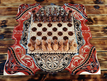 Ексклюзивні шахи-нарди ручної роботи з чохлом ,різьба по дереву, фото 2
