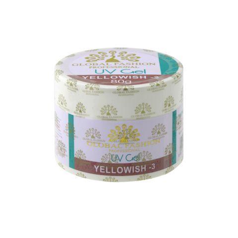 Гель для нарощування нігтів, Global Fashion Yellowish-3, 80g