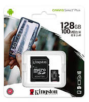 Карта пам'яті microSD 128Gb Kingston 100Mb/s з адаптером