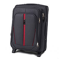 Дорожный текстильный чемодан серый для ручной клади 2 колеса Wings чемодан S серого цвета, тканевый