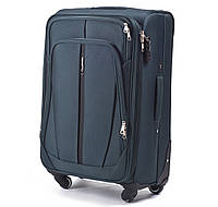 Тканевый дорожный средний чемодан на 4 колеса WINGS размер М средний зеленый текстильный чемодан