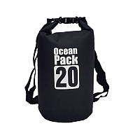 Водонепроницаемая сумка рюкзак гермомешок с шлейкой на плечо Ocean Pack 20 л Black