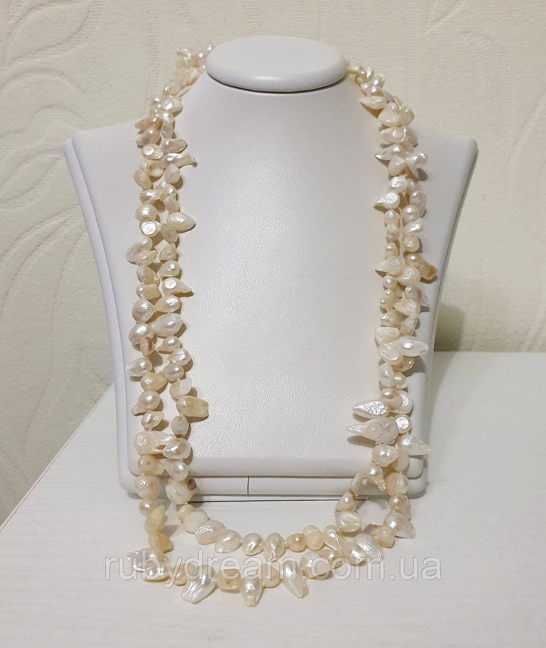 Бусы из речного Жемчуга Барокко (барочный жемчуг) белого цвета ...