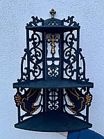 Іконостас на 3 полички, поличка під ікони (кутовий, темний)