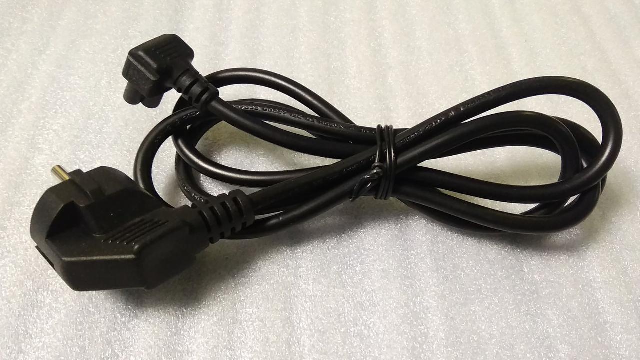 Оригінальний мережний кабель живлення з кутовим гніздовим роз'ємом C5 HONGLIN HL-052LS 1.43м (3G0.75мм2) (Б/В)