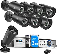 Система видеонаблюдения Hiseeu на 8 камер 5 Mp + Жёсткий диск на 3 Tb